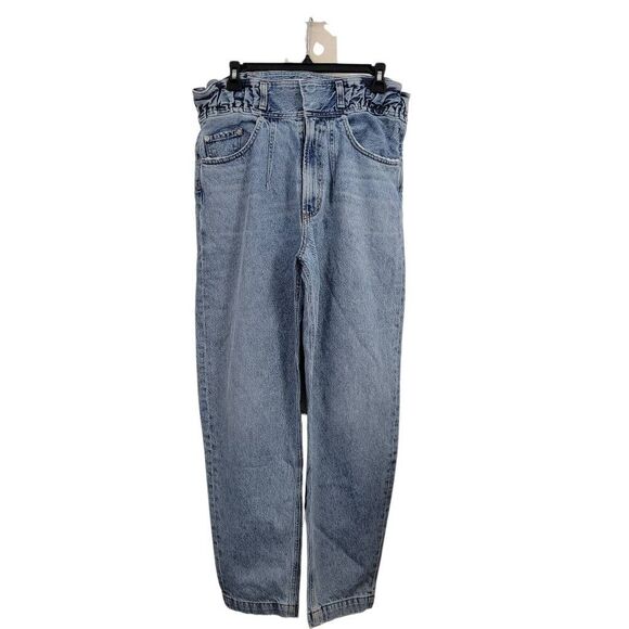 Agolde Riya Elasticated High-Rise Peg Jeans Sz 26 Organic‎ Cotton Paperbag Waist - Picture 4 of 12